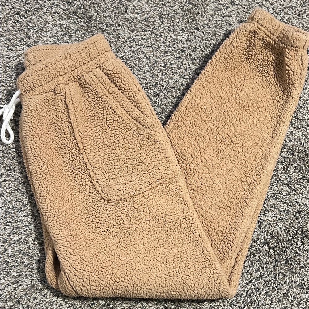 Cozy Tan Sherpa Joggers